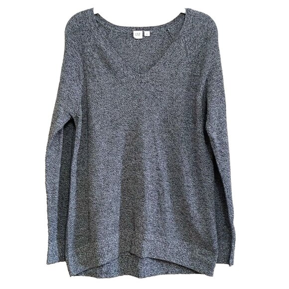 Gap Sweater Gray V Neck Pullover Womens Size Large Long Sleeve - Picture 1 of 3